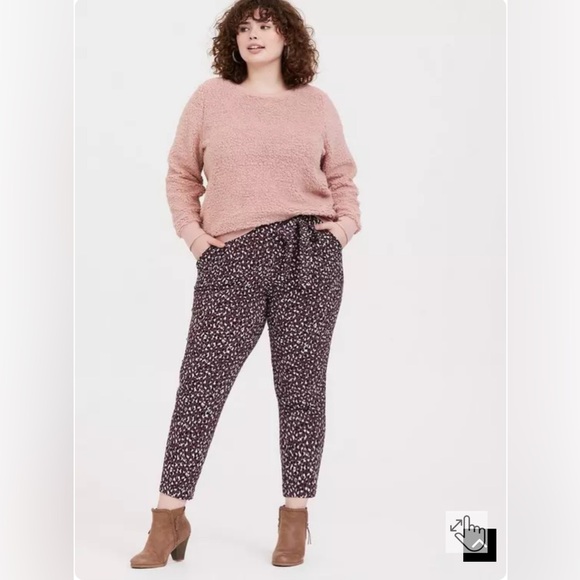 *BOGO* Torrid Purple Leopard Animal Print Pull-On High-Rise Crepe Pant - Picture 1 of 11